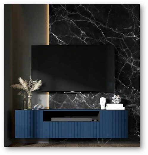 Závěsná skříňka pod TV s policí Glamour modrý